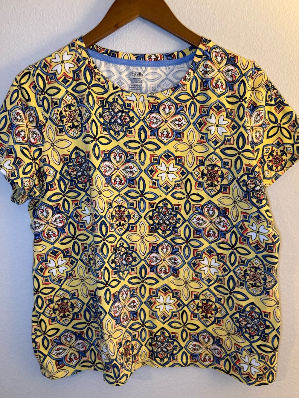 Rafaella Yellow Short-Sleeve Patterned Tee